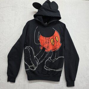 Disney Parks Black Mickey Mouse Hoodie w/Mouse Ears Adult Small EUC
